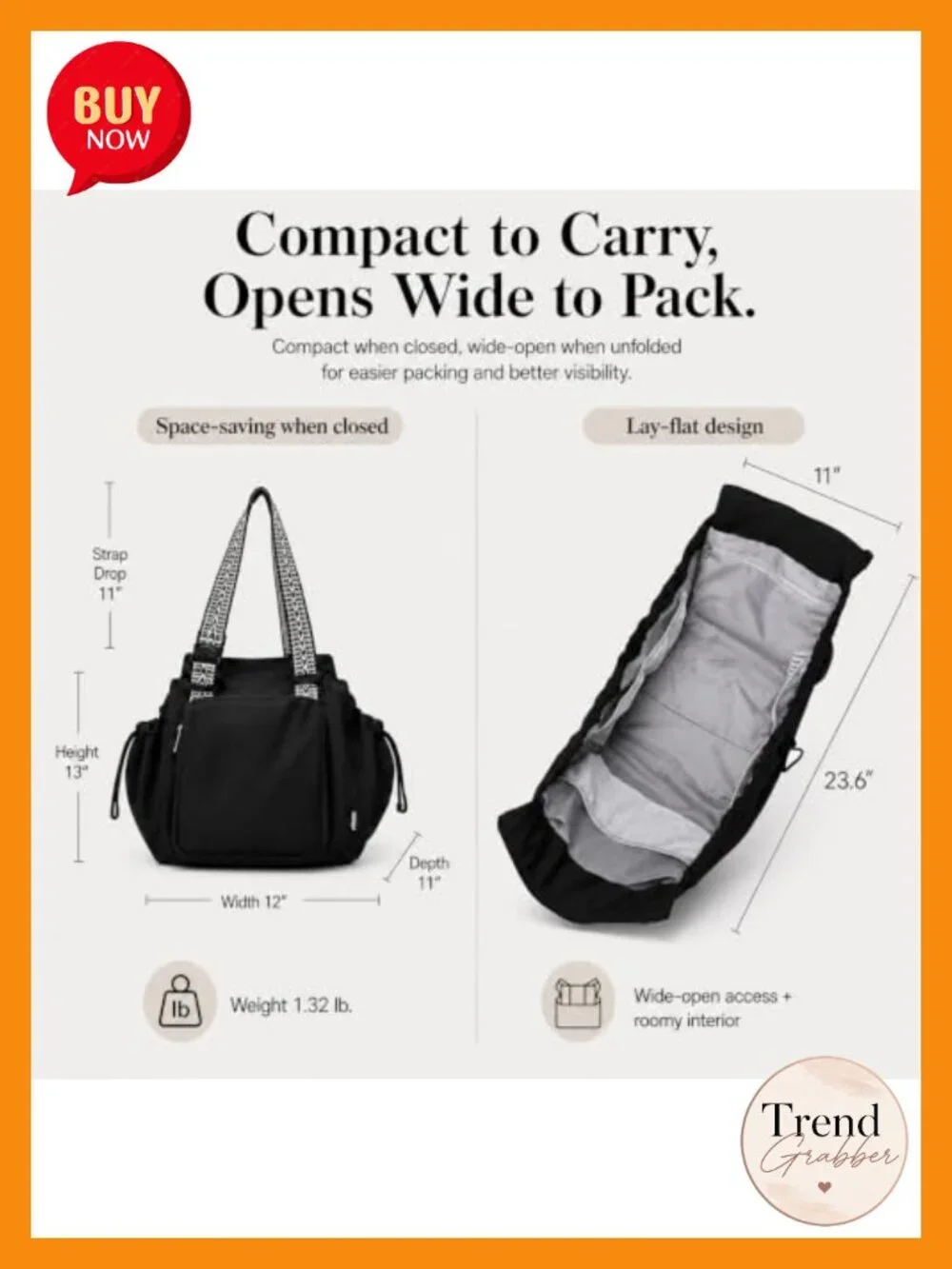 Spacious Tote Bag with 16 Pockets, Convertible Work Diaper Bag, Water-Resistant
